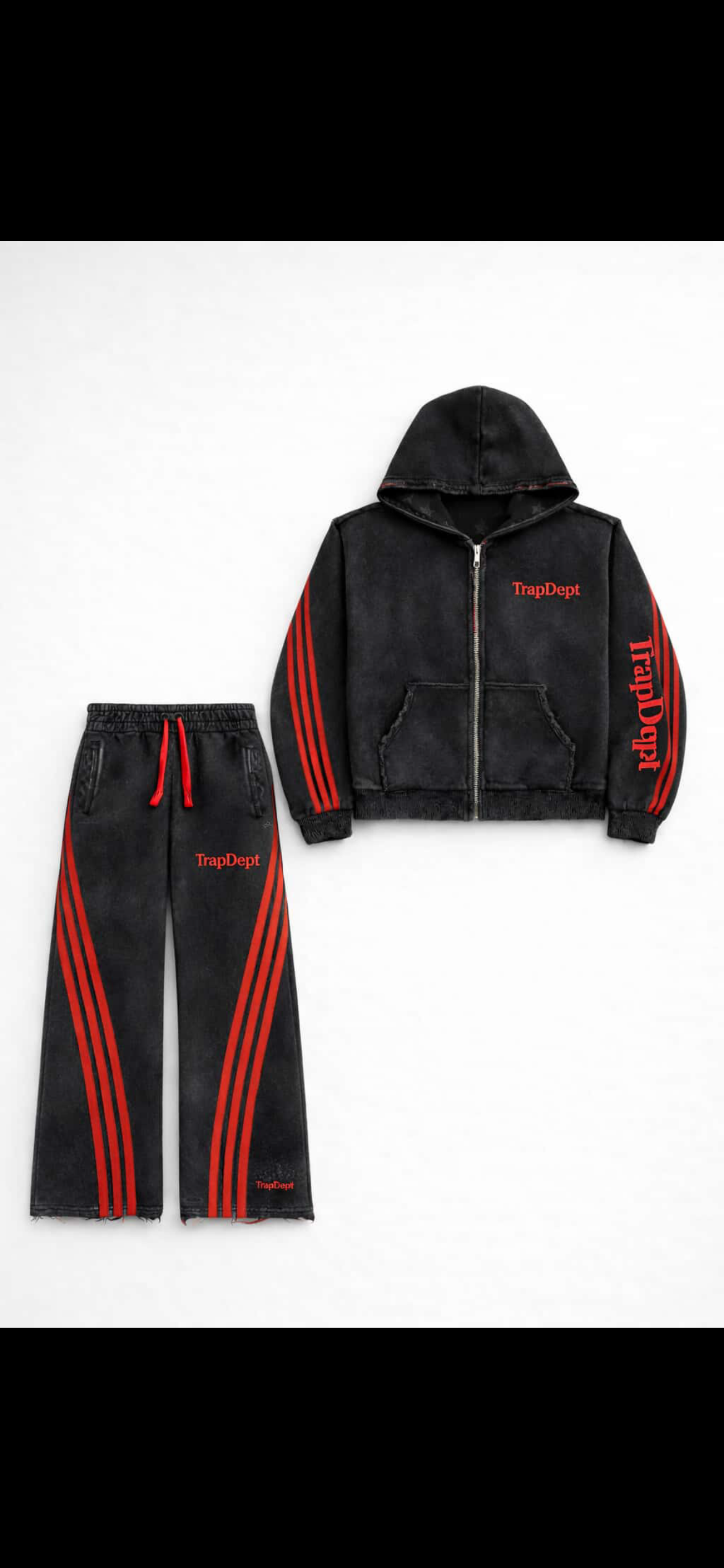 TrapDept “Blackout Red Stripe” Set