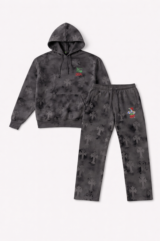 TrapDept Cross Dyed “FALLING CROSSES” set